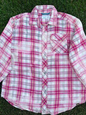 Child Youth Large (14-16) Random Bleach Dye Flannel Shirt